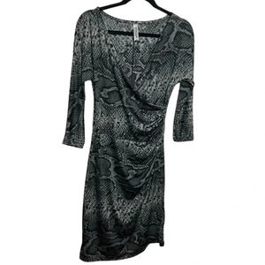 Vintage ,animal print dress, faux wrap,ruching,dark romantic,whimsigoth,event,EC